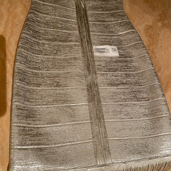 Hervé Léger fringed metallic coated-bandage gown - Picture 5 of 6